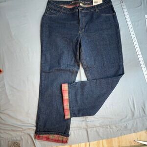 Natural Reflections Women's Flannel Lined Jeans Size 16 New Dark Wash